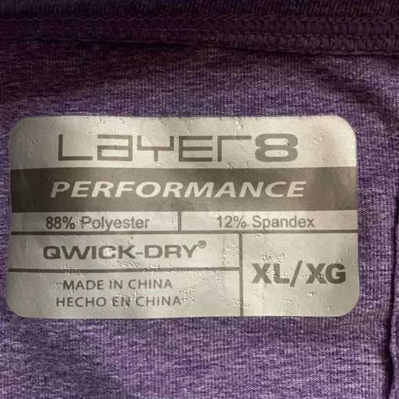 Layer8 Performance Purple Qwick-Dry Thumbholes Workout Size - XL - Picture 3 of 5